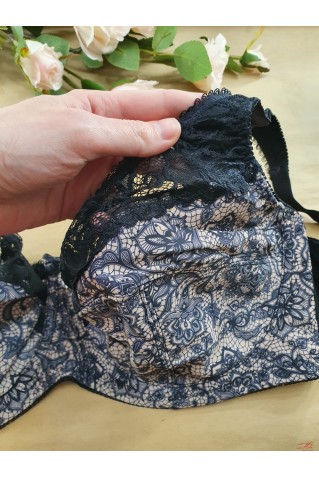 Бюстгальтер із додаванням бавовни Lanny Mode 11693 чорний з візерунком